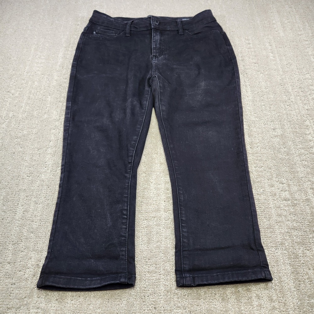 Judy Blue Jeans Women 7 28 Capri Fit Black Stretch Denim Straight Crop Mid Rise‎